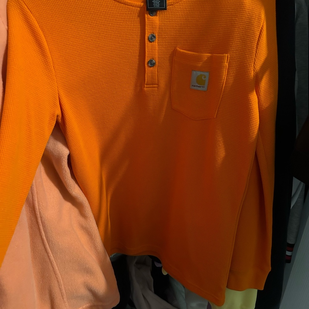 Carhartt Men’s Bright Orange Button Down Shirt